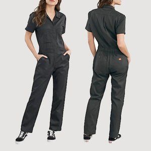 DICKIES 🔆 womens black flex temp-iq short sleeve jumpsuit overall coveralls